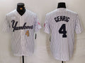 Custom #4 White NYY Baseball Shirt Top