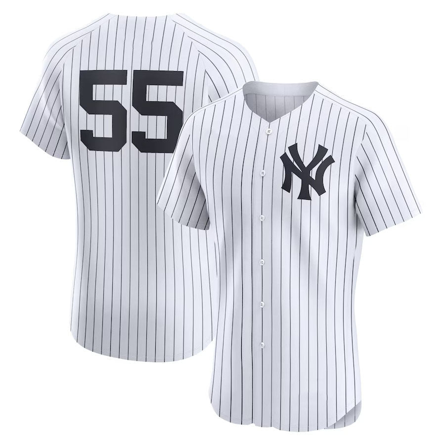 Custom #55 White NYY Baseball Shirt Top