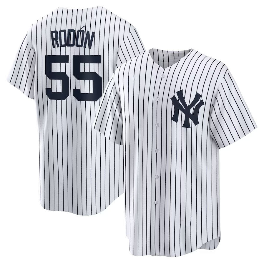 Custom #55 White NYY Baseball Shirt Top