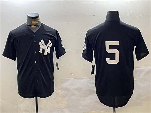 Custom #5 Black NYY Baseball Shirt Top