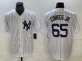 Custom #65 White NYY Baseball Shirt Top