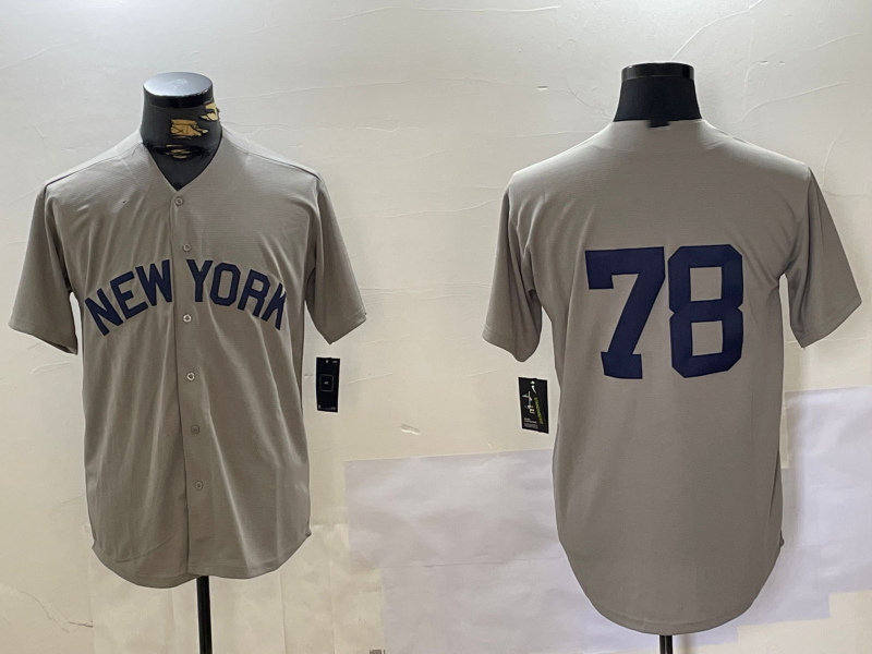 Custom #78 Grey NYY Baseball Shirt Top