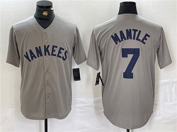 Custom #7 Gray NYY Baseball Shirt Top