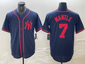Custom #7 Red NYY Baseball Shirt Top