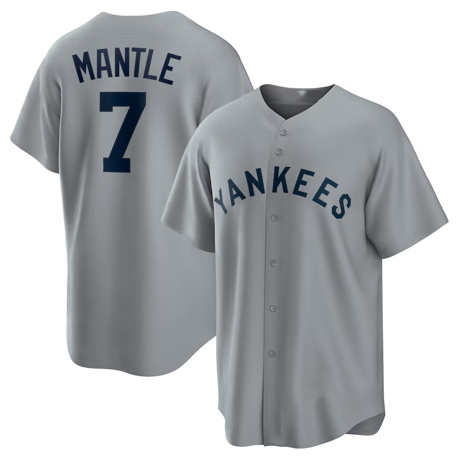 Custom #7 Gray NYY Baseball Shirt Top