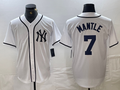 Custom #7 White NYY Baseball Shirt Top
