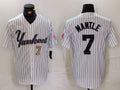 Custom #7 White NYY Baseball Shirt Top