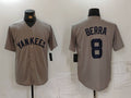 Custom #8 Grey Throwback NYY Baseball Shirt Top
