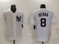 Custom #8 White Throwback NYY Baseball Shirt Top