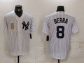 Custom #8 White Throwback NYY Baseball Shirt Top