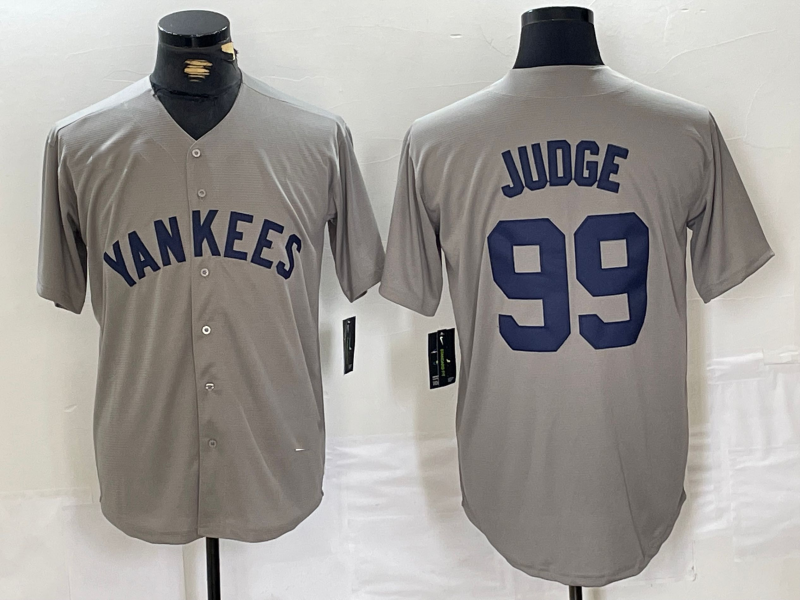 Custom #99 Grey Throwback NYY Baseball Shirt Top