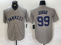 Custom #99 Grey Throwback NYY Baseball Shirt Top