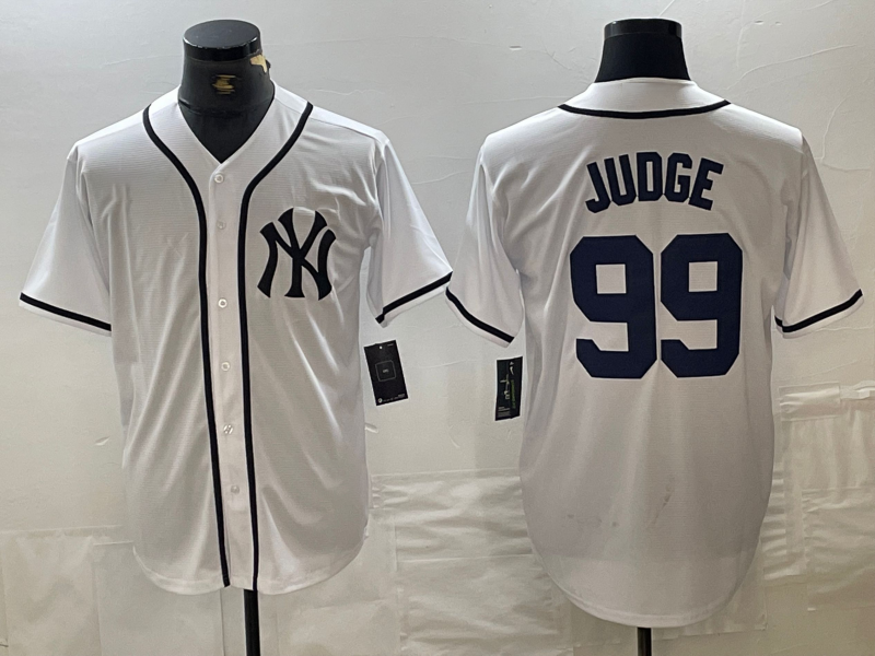 Custom #99 White NYY Baseball Shirt Top
