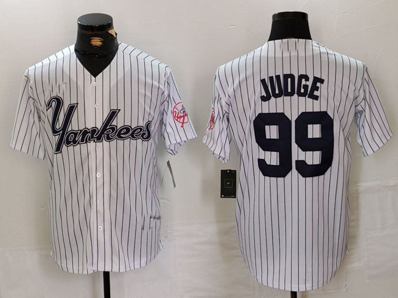 Custom #99 White NYY Baseball Shirt Top
