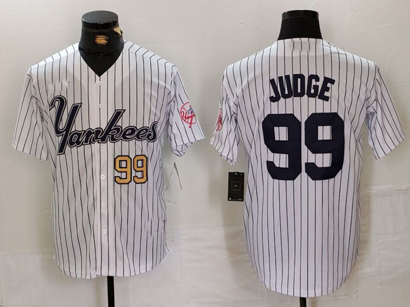 Custom #99 White NYY Baseball Shirt Top