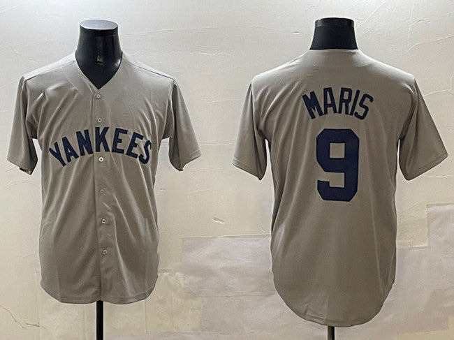 Custom #9 Gray NYY Baseball Shirt Top