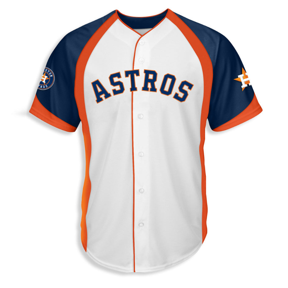Custom White HOU Baseball Shirt Top