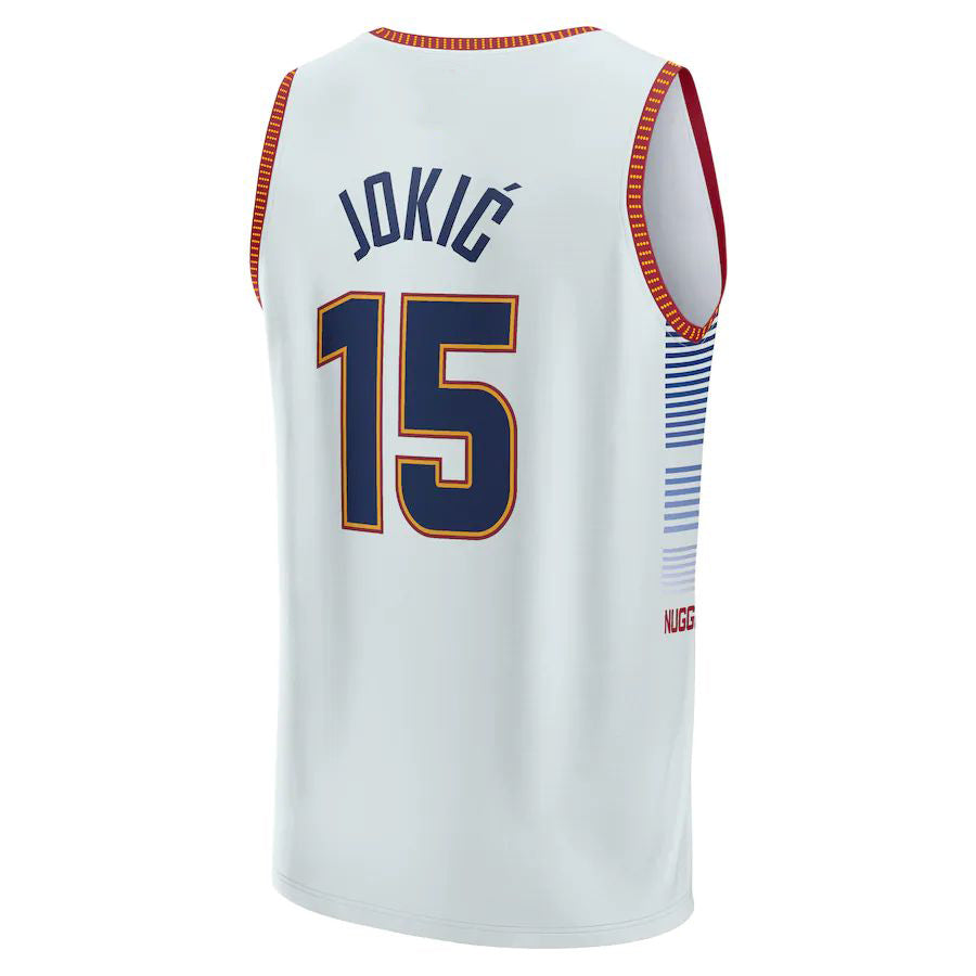 Custom #15 White 2022 DEN Basketball Shirt Top