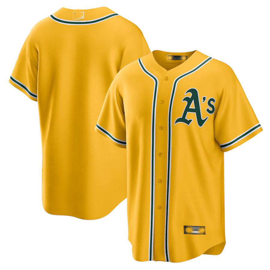 Custom Gold OAK Baseball Shirt Top