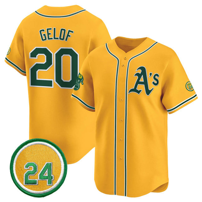 Custom #20 Yellow 2024 OAK Baseball Shirt Top