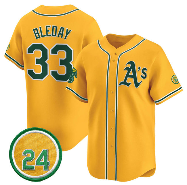 Custom #33 Yellow 2024 OAK Baseball Shirt Top