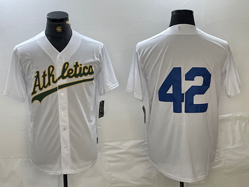 Custom #42 White OAK Baseball Shirt Top