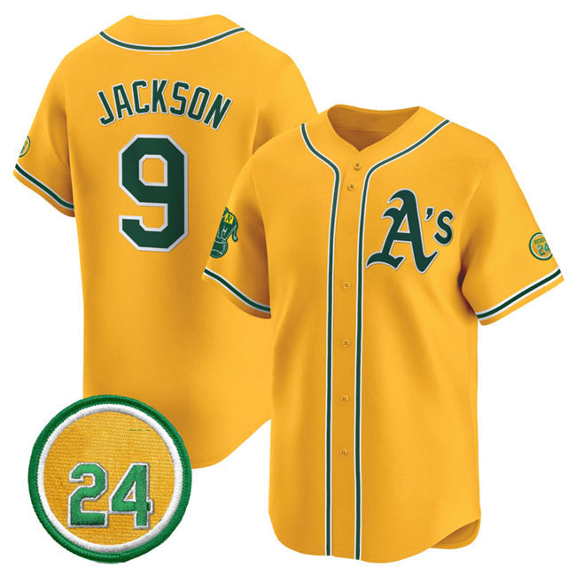 Custom #9 Yellow 2024 OAK Baseball Shirt Top
