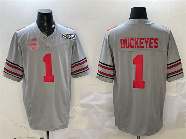 Custom #1 Grey 2025 Football Shirt Top