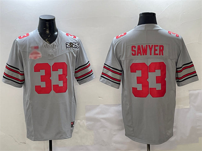 Custom #33 Grey 2025 Football Shirt Top
