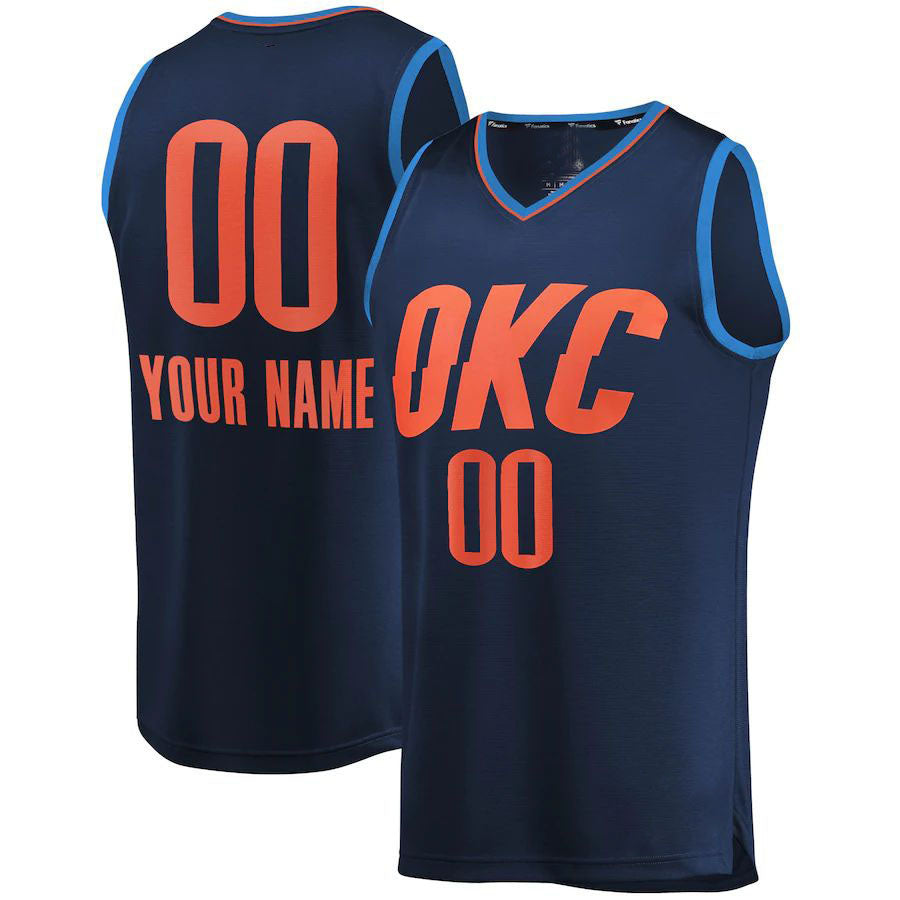 Custom Navy OKC Basketball Shirt Top