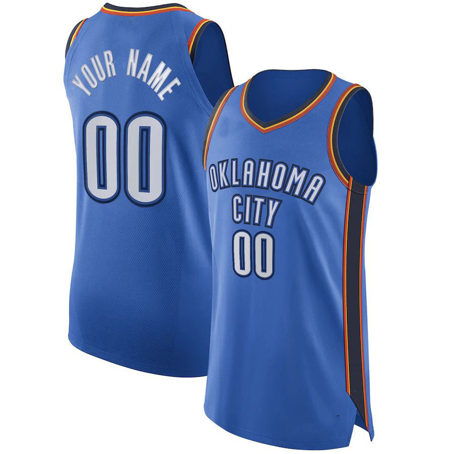 Custom Blue OKC Basketball Shirt Top
