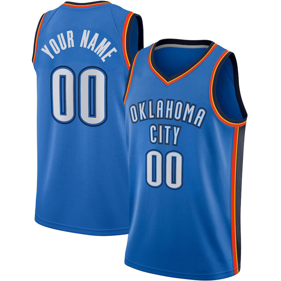 Custom Blue OKC Basketball Shirt Top