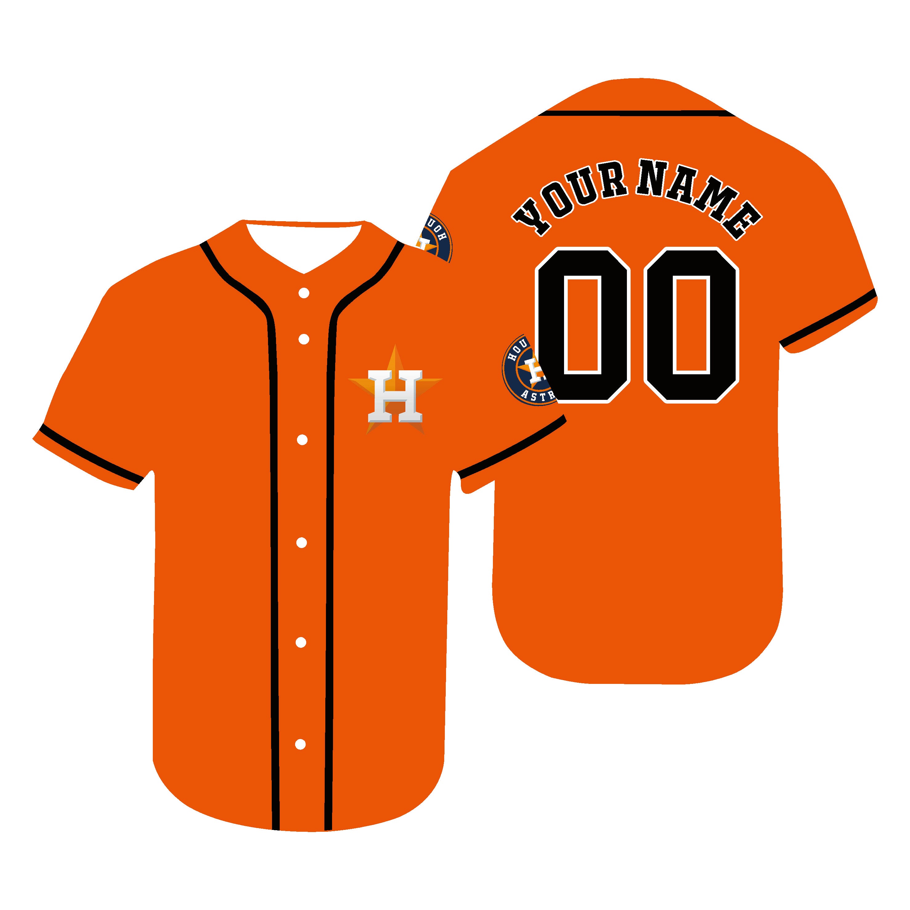 Custom Orange HOU Baseball Shirt Top