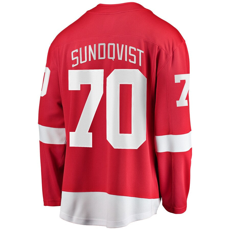 Custom #70 Red DET Hockey Shirt Top