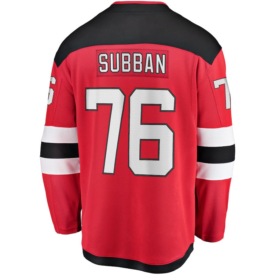 Custom #76 Red NJD Hockey Shirt Top