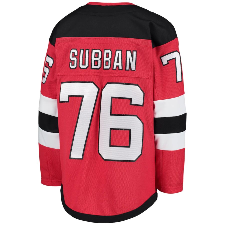 Custom #76 Red NJD Hockey Shirt Top