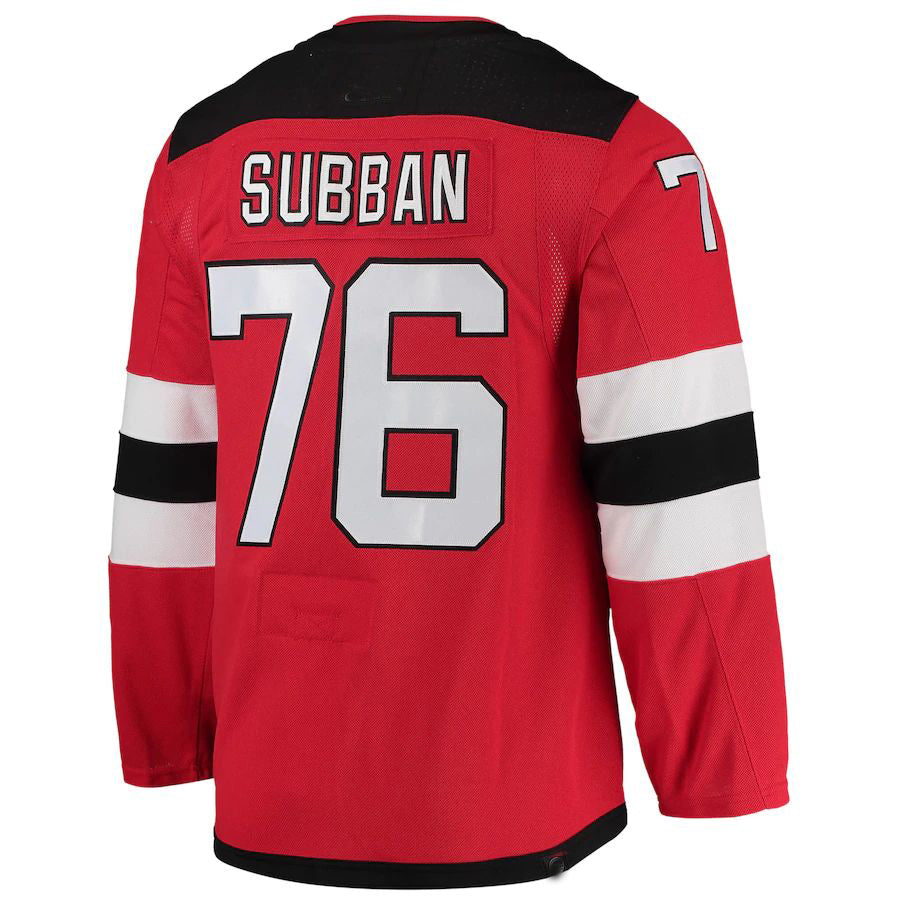 Custom #76 Red NJD Hockey Shirt Top