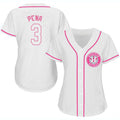 Custom White HOU Baseball Shirt Top