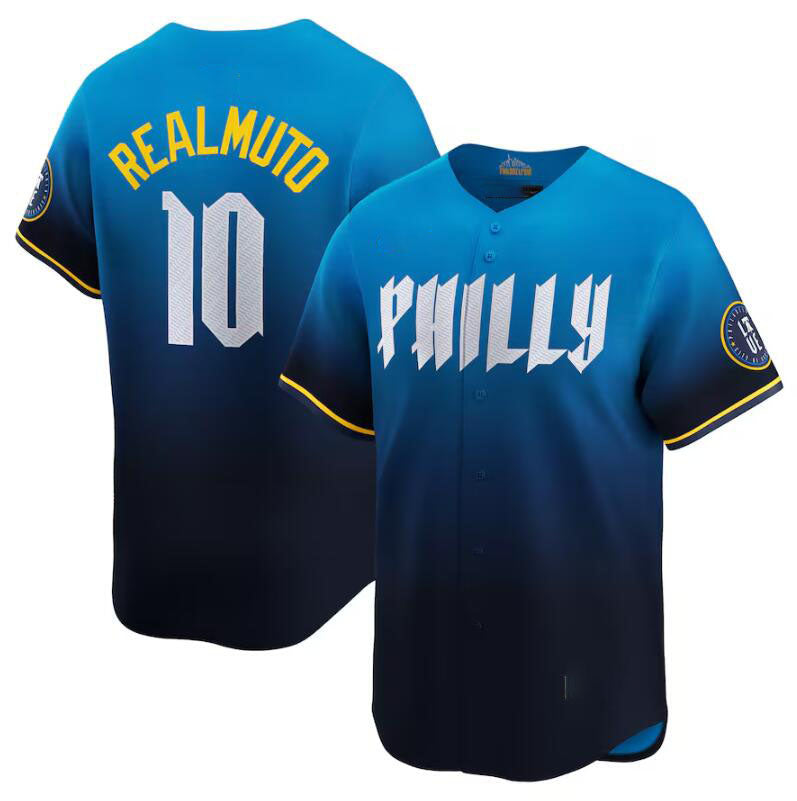 Custom Blue 2024 City Connect PHI Baseball Shirt Top