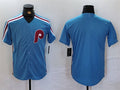 Custom Blue PHI Baseball Shirt Top