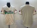 Custom Cream PHI Baseball Shirt Top