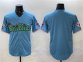 Custom Light Blue PHI Baseball Shirt Top