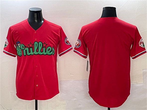 Custom Red PHI Baseball Shirt Top
