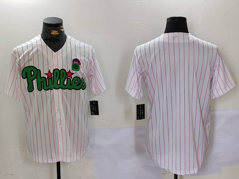 Custom White PHI Baseball Shirt Top