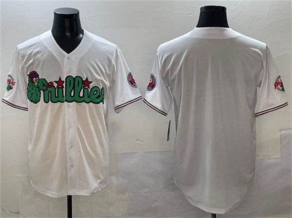 Custom White PHI Baseball Shirt Top
