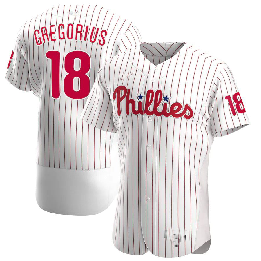 Custom #18 White PHI Baseball Shirt Top