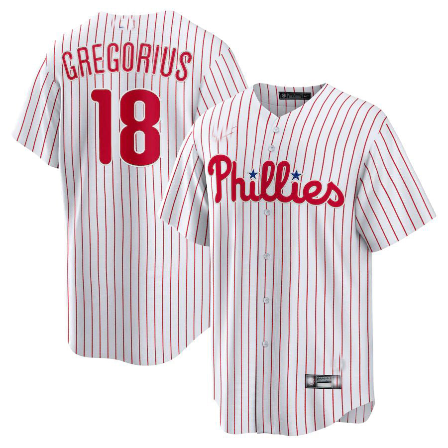 Custom #18 White PHI Baseball Shirt Top