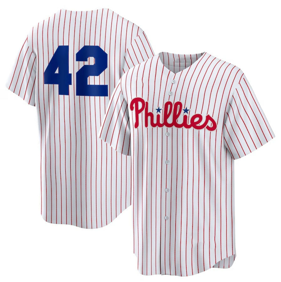 Custom White 2025 Jackie Robinson Day PHI Baseball Shirt Top