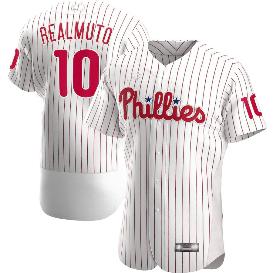 Custom #10 White PHI Baseball Shirt Top