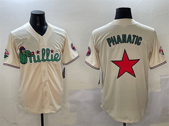 Custom Cream PHI Baseball Shirt Top